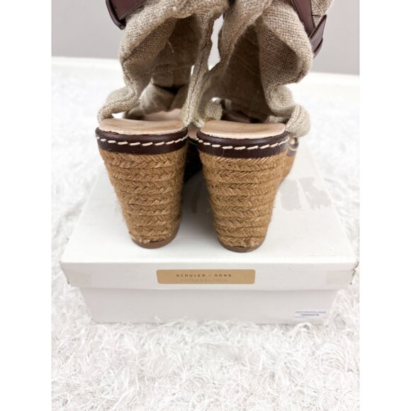 Anthropologie Schuler and Sons Philadelphia Platform Wedge Canvas Sandals 8 - Picture 5 of 6